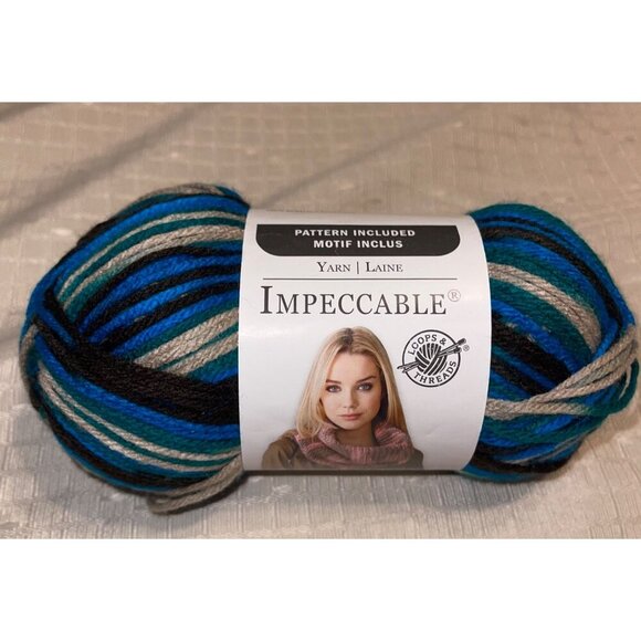 1 Skein Discontinued Loops & Threads Impeccable Ombré Aran Wt. Tropical Storm - Picture 1 of 5
